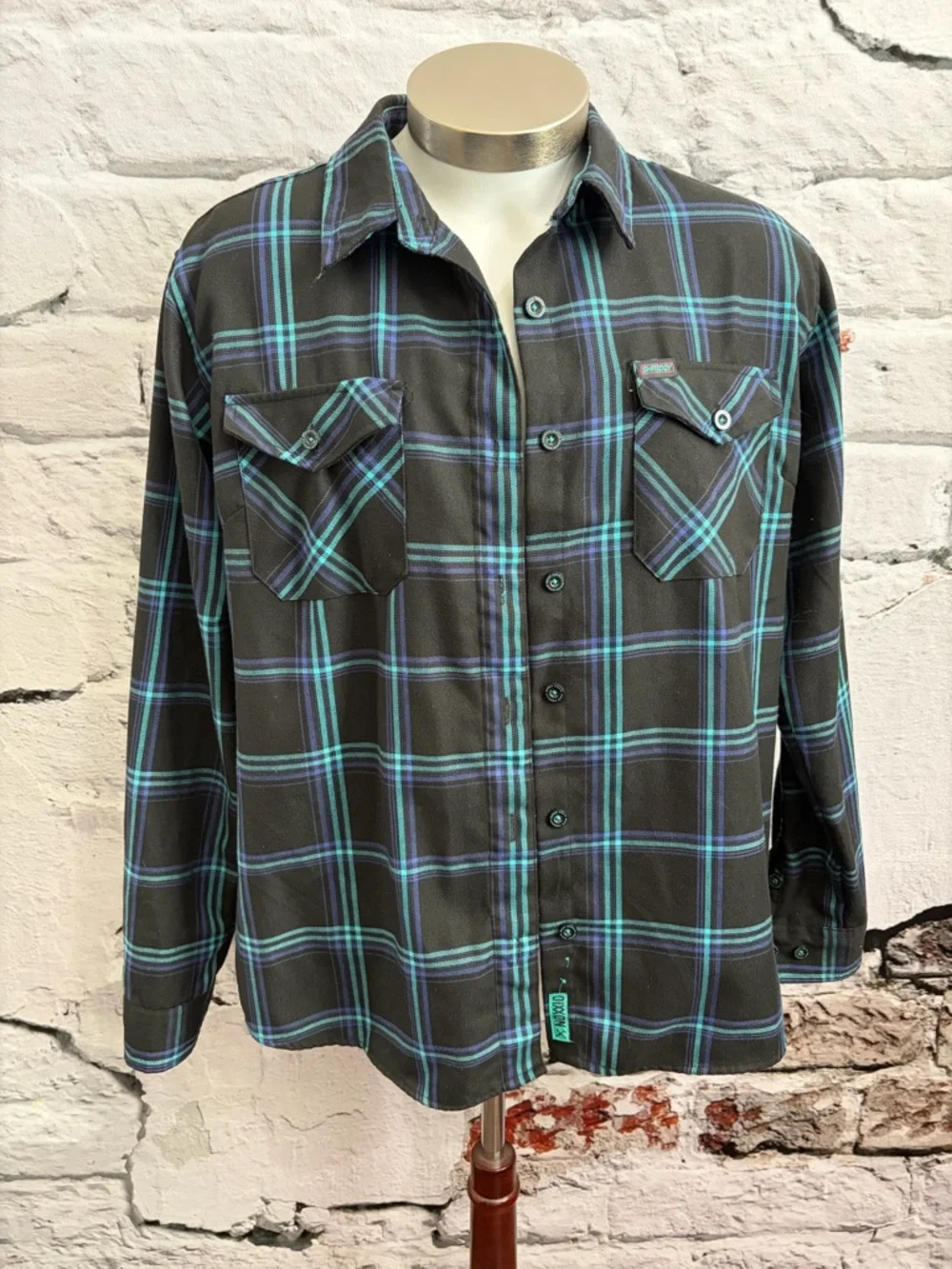 Dixxon‎ Flannel Shreddy Limited Edition Black Teal Navy D-Tech Work Outdooor